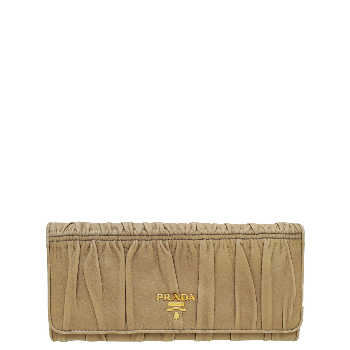 Prada Taupe Gaufre Flap Long Wallet-Prada-THE CLOSET