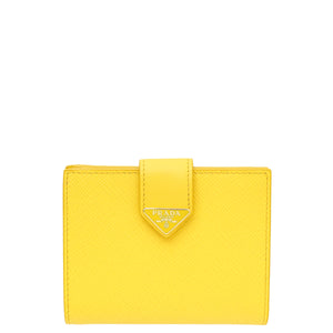 Prada Yellow Small Flap Tab Wallet