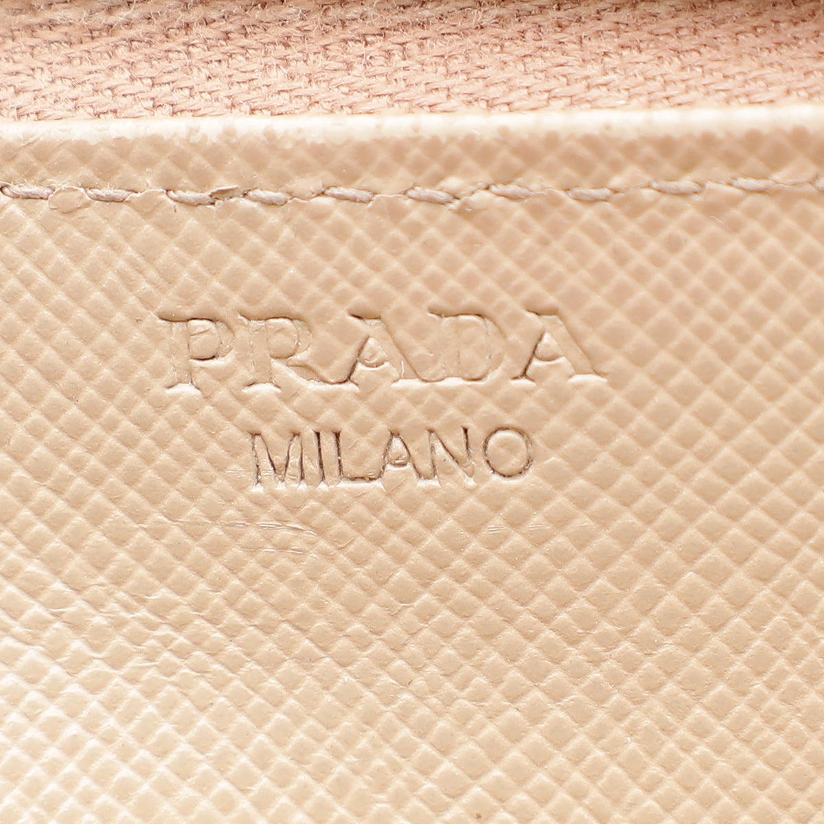 Prada Beige Logo Lux Zip Around Wallet