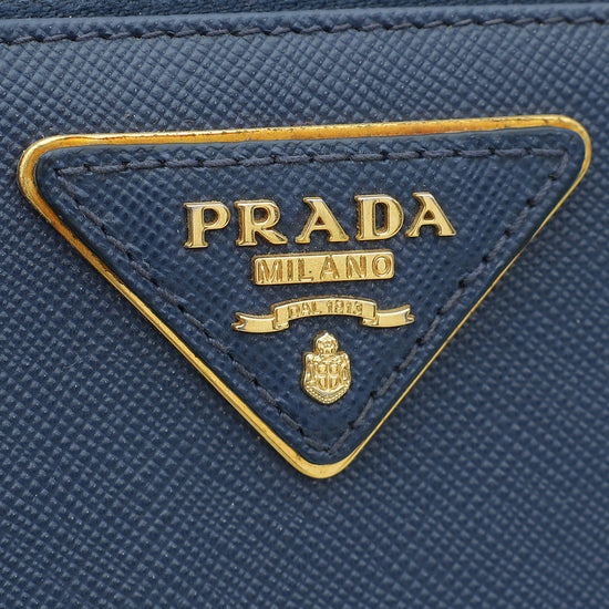 Prada Blue Lux Long Zip Wallet