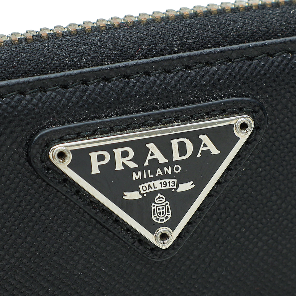 Prada Black Oro Zip Around Wallet