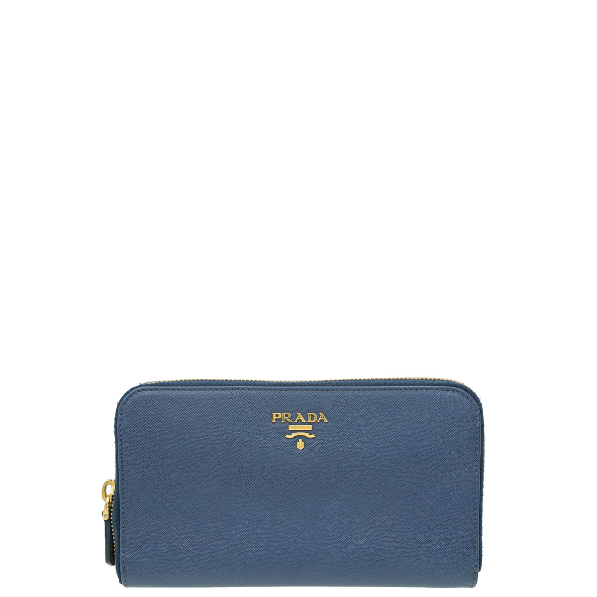 Prada Bluette Metal Zip Around Wallet-Prada-THE CLOSET