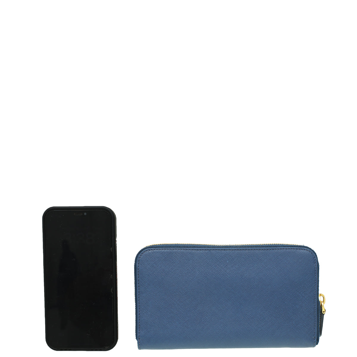 Prada Bluette Metal Zip Around Wallet-Prada-THE CLOSET