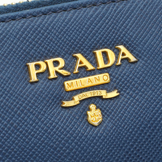 Prada Bluette Metal Zip Around Wallet