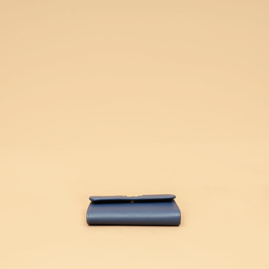 Prada Blue Trifold Small Wallet-Prada-THE CLOSET