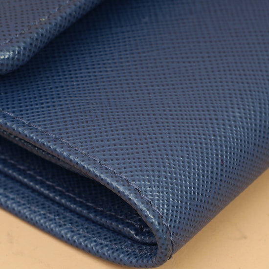 Prada Blue Trifold Small Wallet-Prada-THE CLOSET
