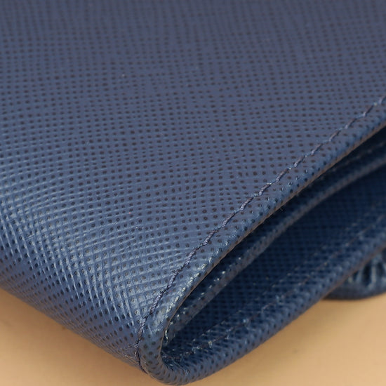 Prada Blue Trifold Small Wallet-Prada-THE CLOSET