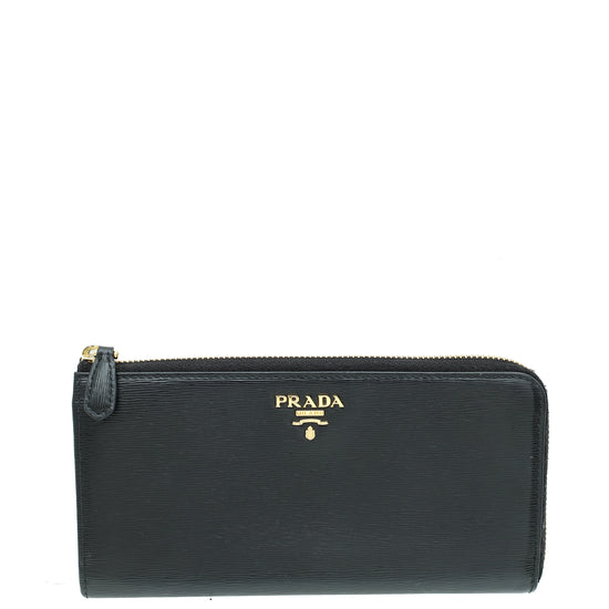 Prada Black Lux Long Zip Wallet