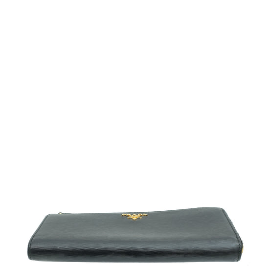 Prada Black Lux Long Zip Wallet