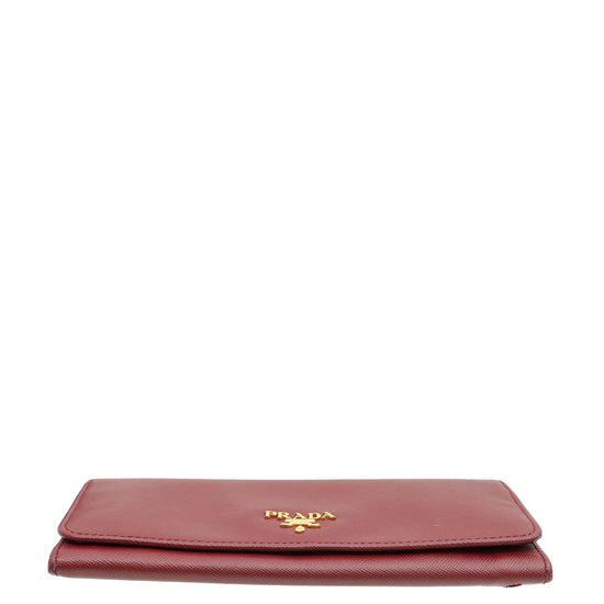 Prada Burgundy Long Continental Wallet