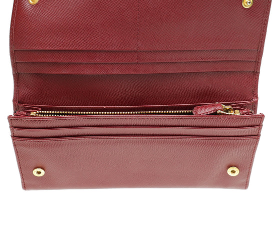 Prada Burgundy Long Continental Wallet