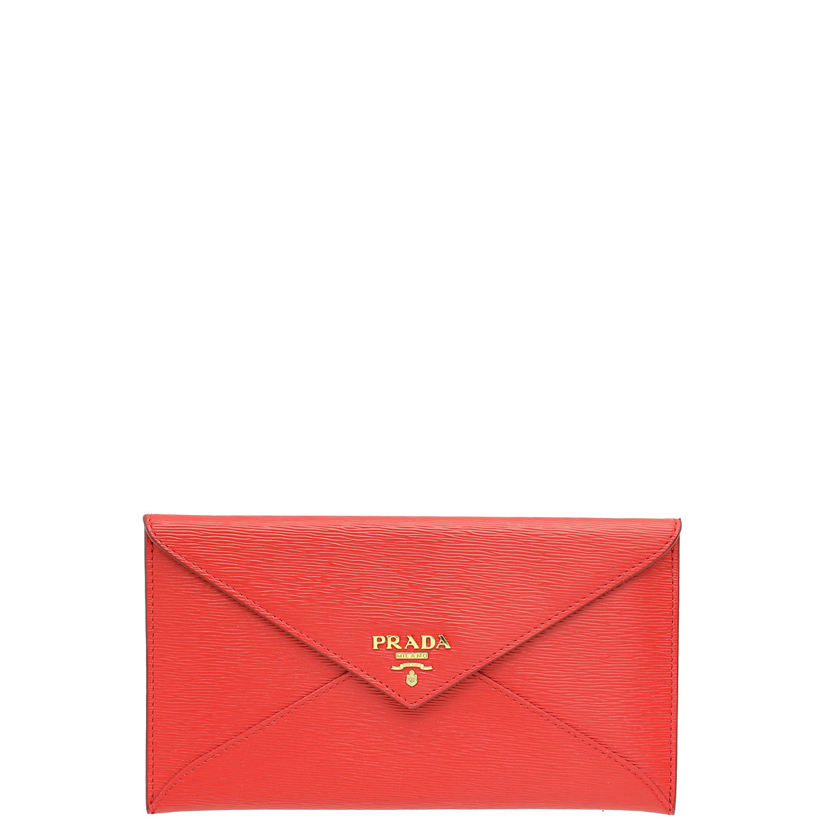 Prada Red Logo Vitello Move Envelope Slim Wallet