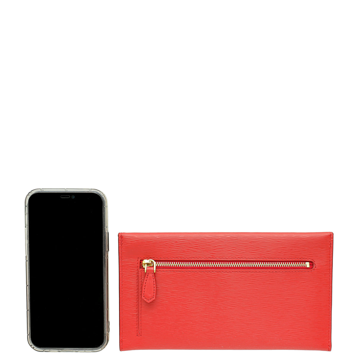 Prada Red Logo Vitello Move Envelope Slim Wallet