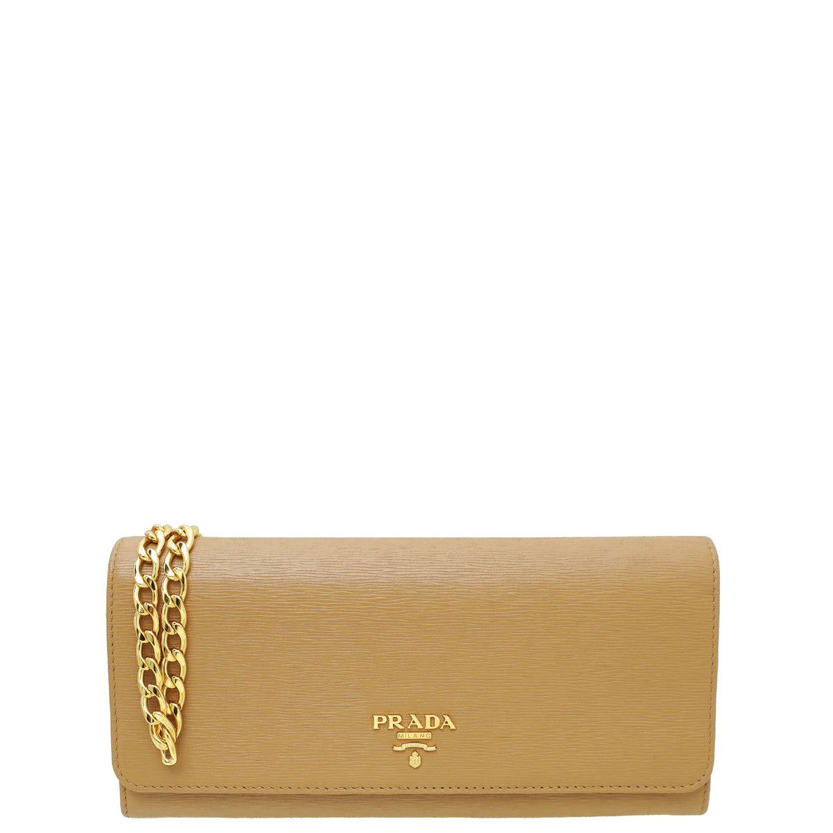 Prada Brown Vitello Move Wallet on Chain-Prada-THE CLOSET