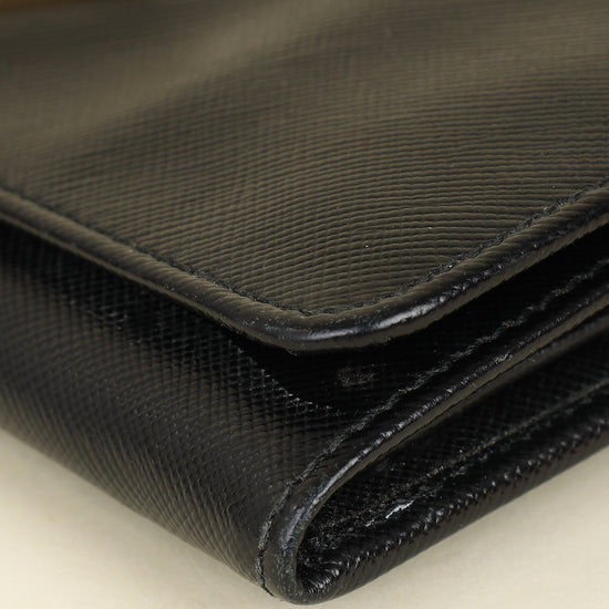 Prada Black Lux Continental Long Wallet-Prada-THE CLOSET