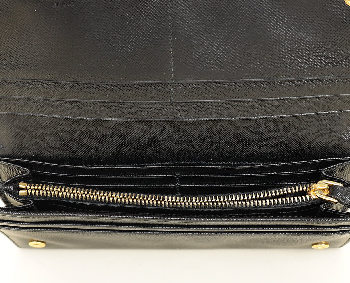 Prada Black Lux Continental Long Wallet-Prada-THE CLOSET