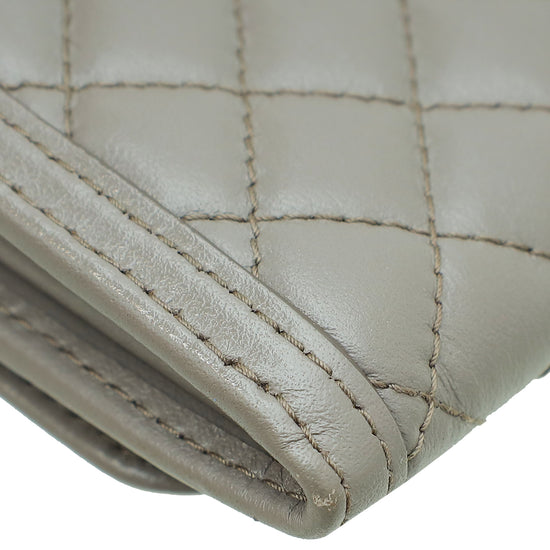 Prada Grey Soft Quilted Wallet on Chain