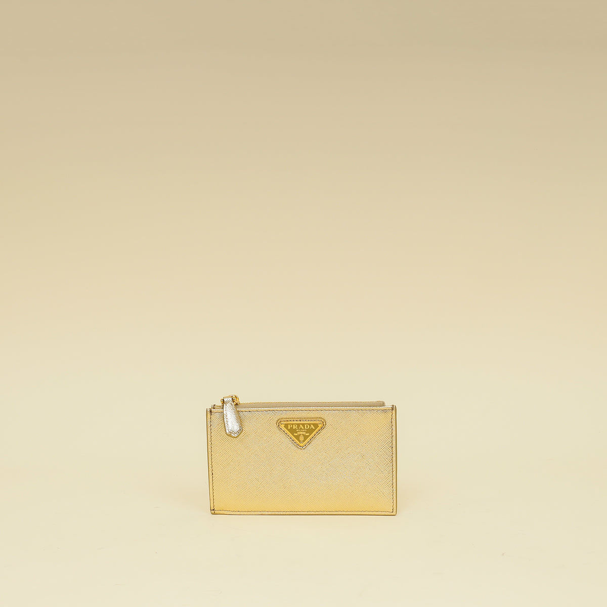 Prada Metallic Gold Zipped Card Holder-Prada-THE CLOSET