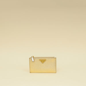 Prada Metallic Gold Zipped Card Holder