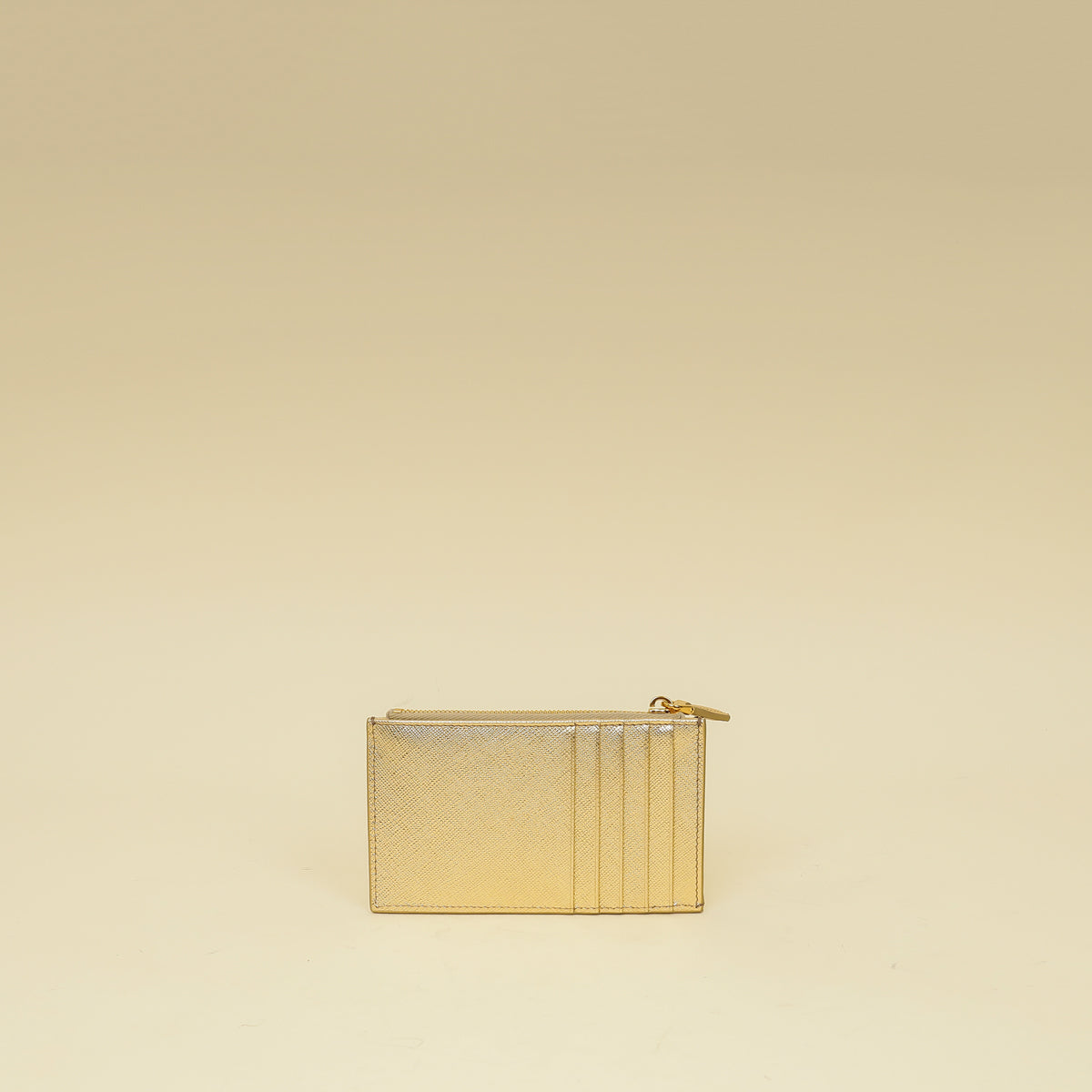 Prada Metallic Gold Zipped Card Holder-Prada-THE CLOSET