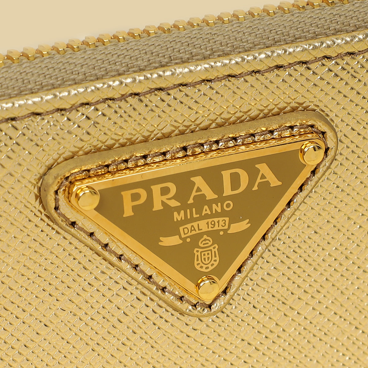 Prada Metallic Gold Zipped Card Holder-Prada-THE CLOSET