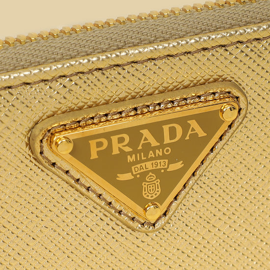 Prada Metallic Gold Zipped Card Holder-Prada-THE CLOSET