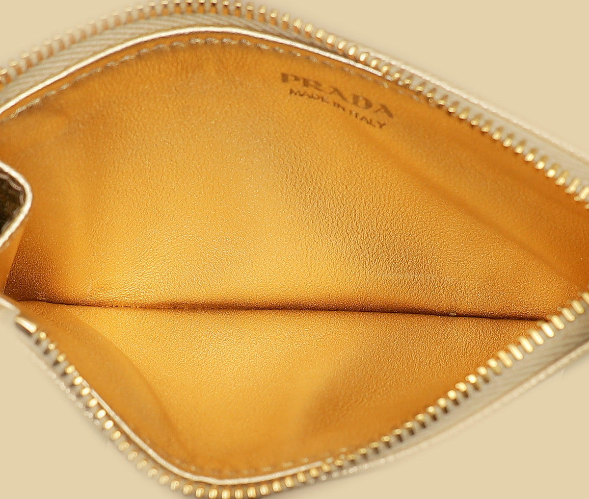 Prada Metallic Gold Zipped Card Holder-Prada-THE CLOSET