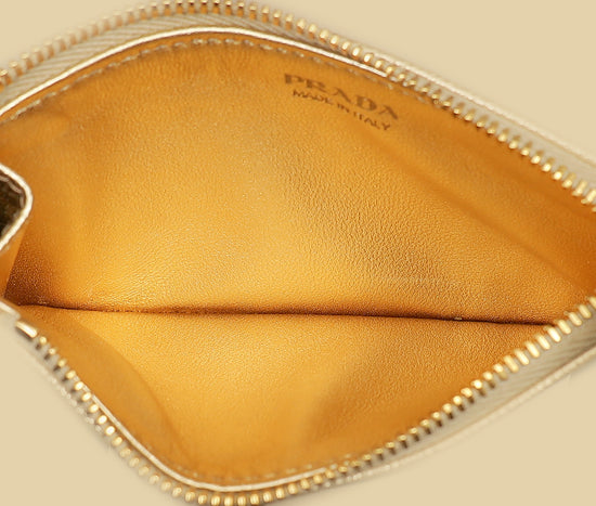 Prada Metallic Gold Zipped Card Holder-Prada-THE CLOSET