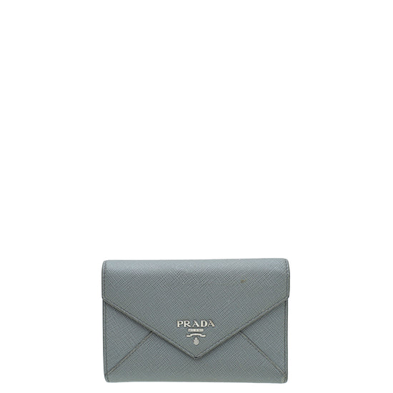 Prada Gray Cuir Envelope Trifold Wallet