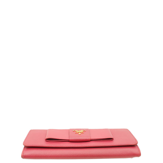 Prada Pink Lux Bow Continental Wallet