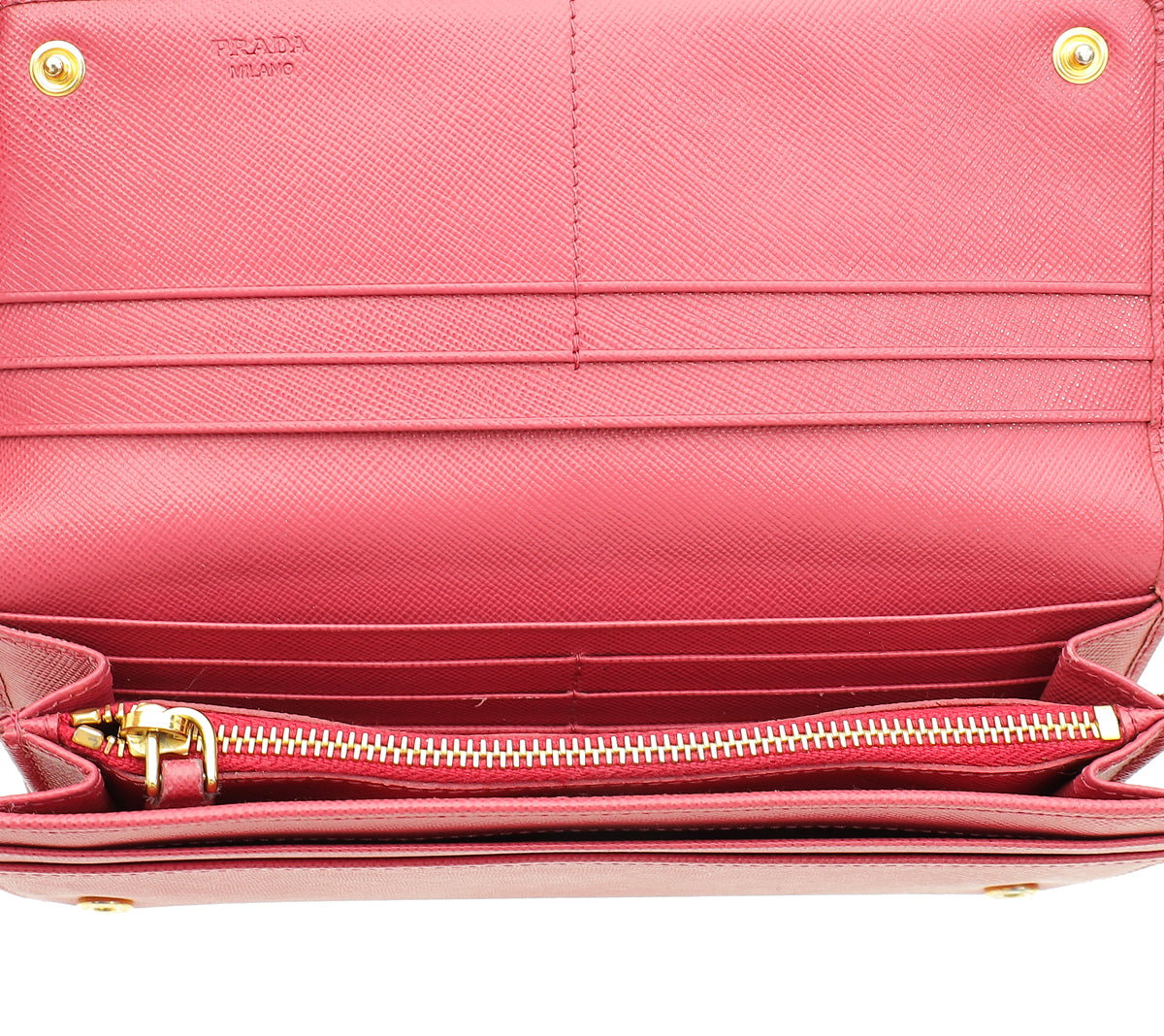 Prada Pink Lux Bow Continental Wallet