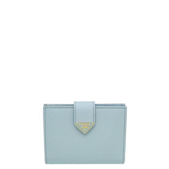 Light Blue Small Saffiano Leather Wallet