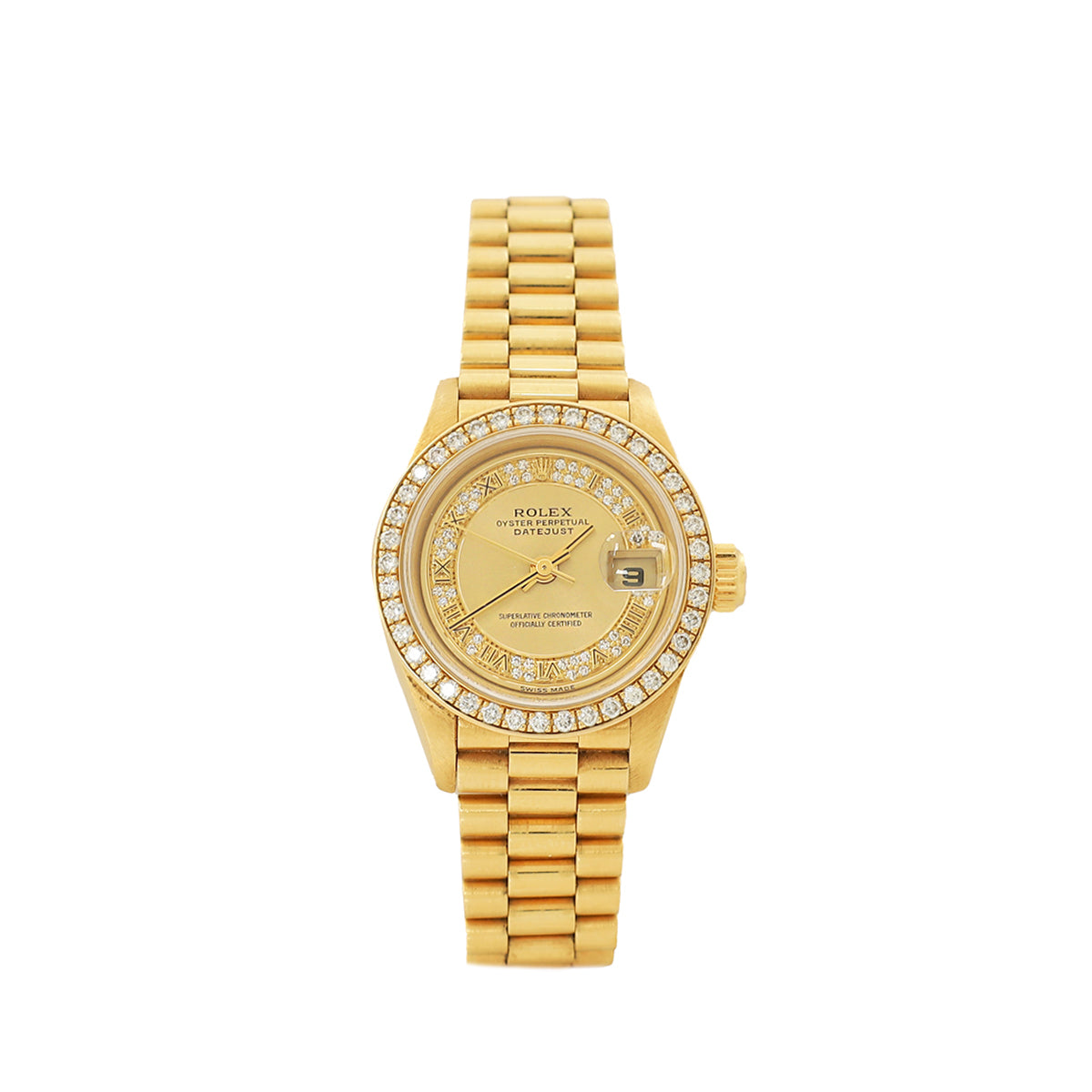 Rolex 18K Yellow Gold Diamond Datejust 26mm Watch