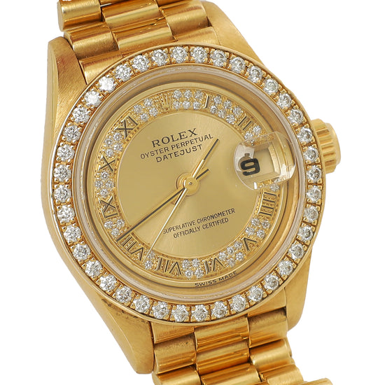 Rolex 18K Yellow Gold Diamond Datejust 26mm Watch