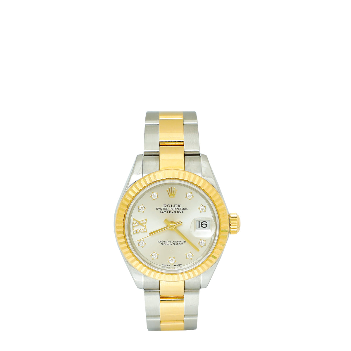 Rolex ST.ST Yello Gold 17 Diamond Dial Datejust 28mm Watch-Rolex-THE CLOSET