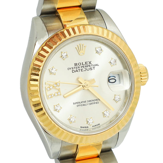 Rolex ST.ST Yello Gold 17 Diamond Dial Datejust 28mm Watch