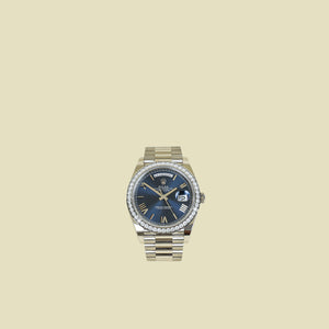 Rolex 18K White Gold Day-Date Diamond Automatic Movement 40mm Watch