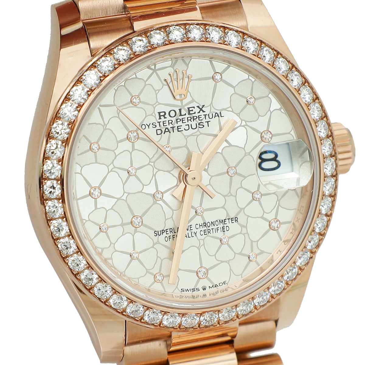 Load image into Gallery viewer, Rolex 18K Everose Diamond Bezel on President Bracelet Datejust 31mm Watch
