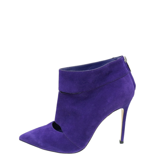 Gianvito Rossi Violet Suede Ankle High Pointed Boot 40