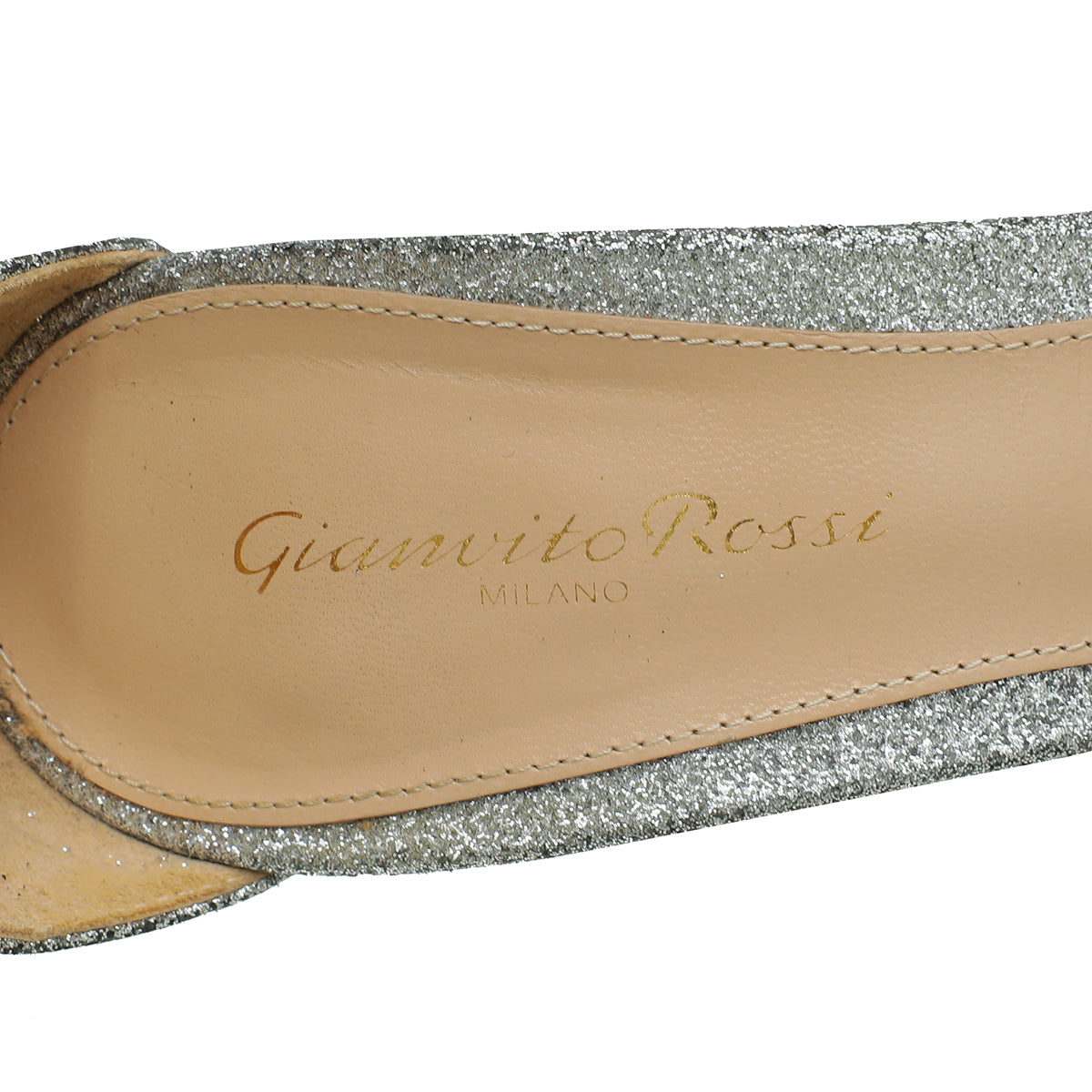 Gianvito Rossi Metallic Silver Glitter Ankle Strap Pump 40