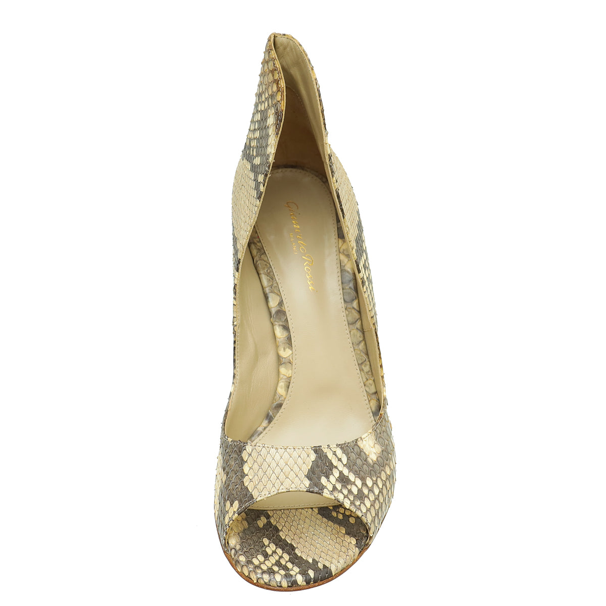 Gianvito Rossi Bicolor Python Peep Toe Pumps 40-Gianvito Rossi-THE CLOSET