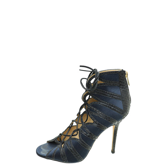 Jimmy Choo Bicolor Strappy Ankle Zip Pumps 39.5