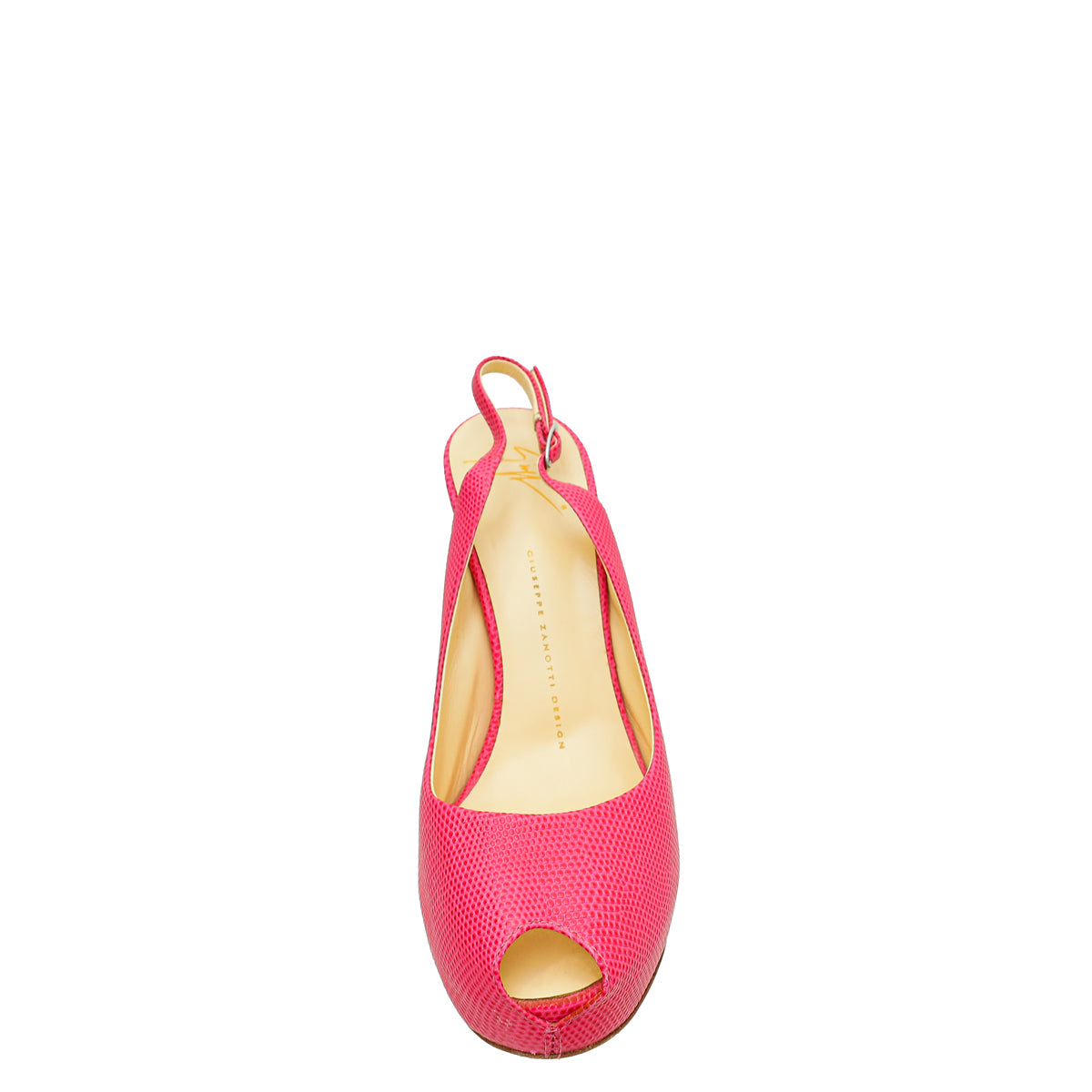 Giuseppe Zanotti Pink Lizard Embossed Peeptoe Slingback 40-Giuseppe Zanotti-THE CLOSET
