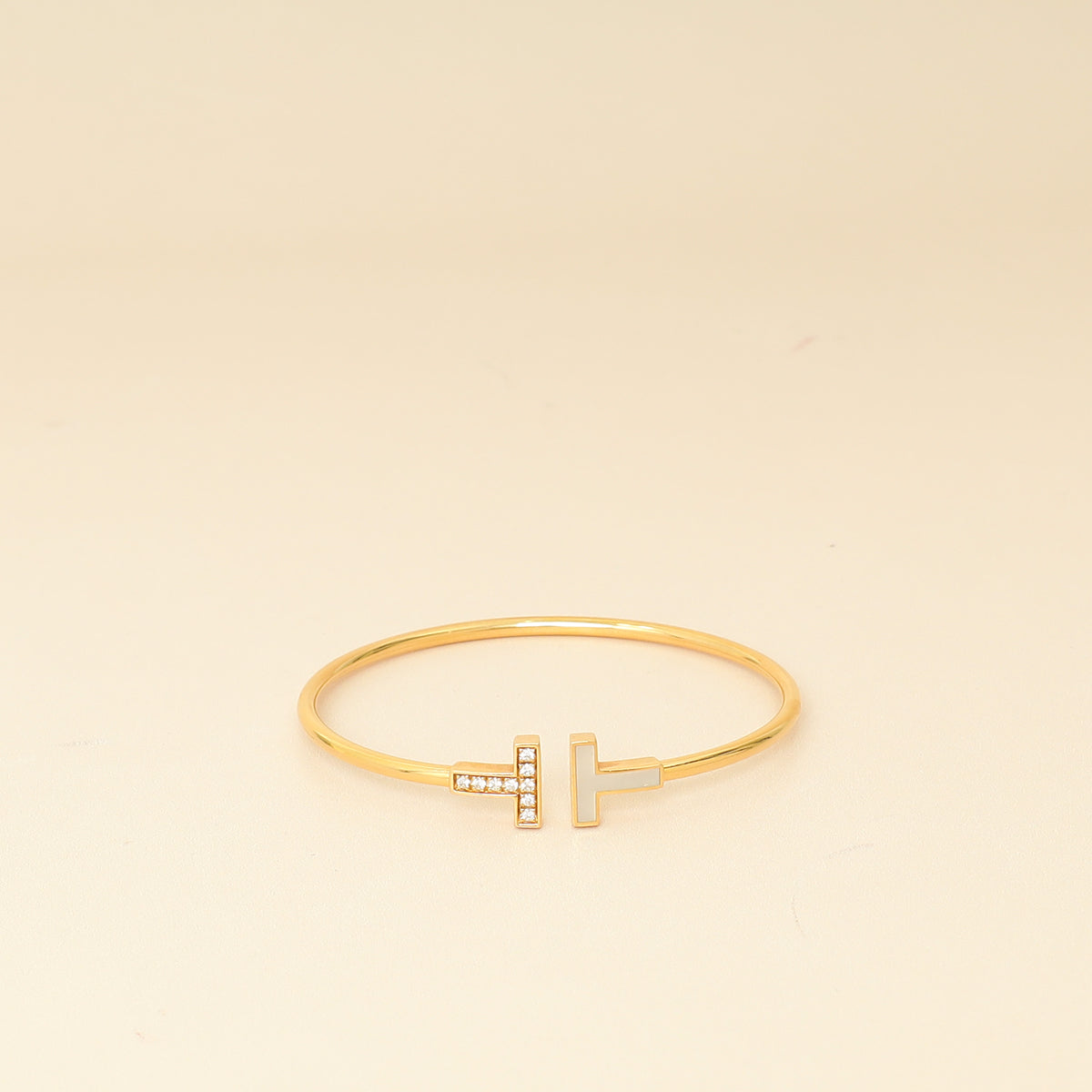 Tiffany & Co. 18K Yellow Gold T Wire Diamond MOP Small Bracelet-Tiffany & Co-THE CLOSET