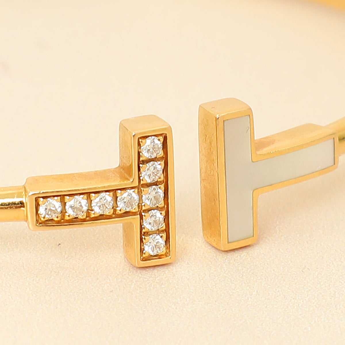 Tiffany & Co. 18K Yellow Gold T Wire Diamond MOP Small Bracelet-Tiffany & Co-THE CLOSET