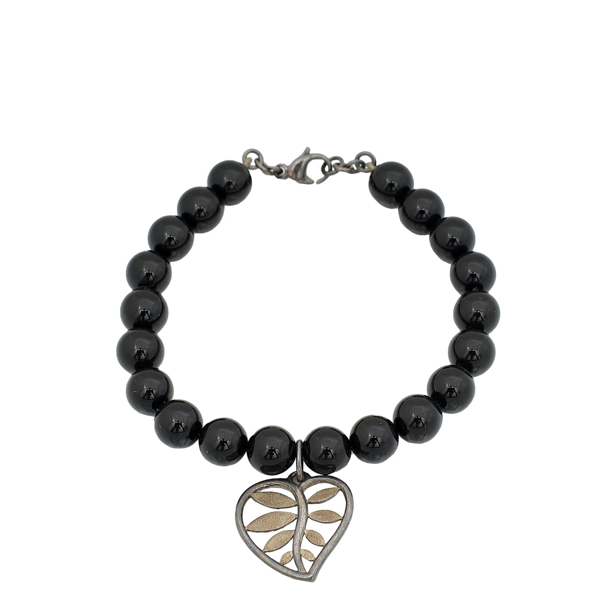 Tiffany & Co Silver Retired Picasso Olive Leaf Bead Onyx Bracelet-Tiffany & Co-THE CLOSET
