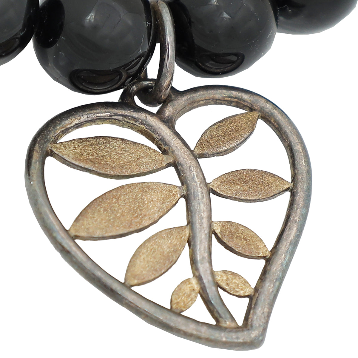 Tiffany & Co Silver Retired Picasso Olive Leaf Bead Onyx Bracelet-Tiffany & Co-THE CLOSET