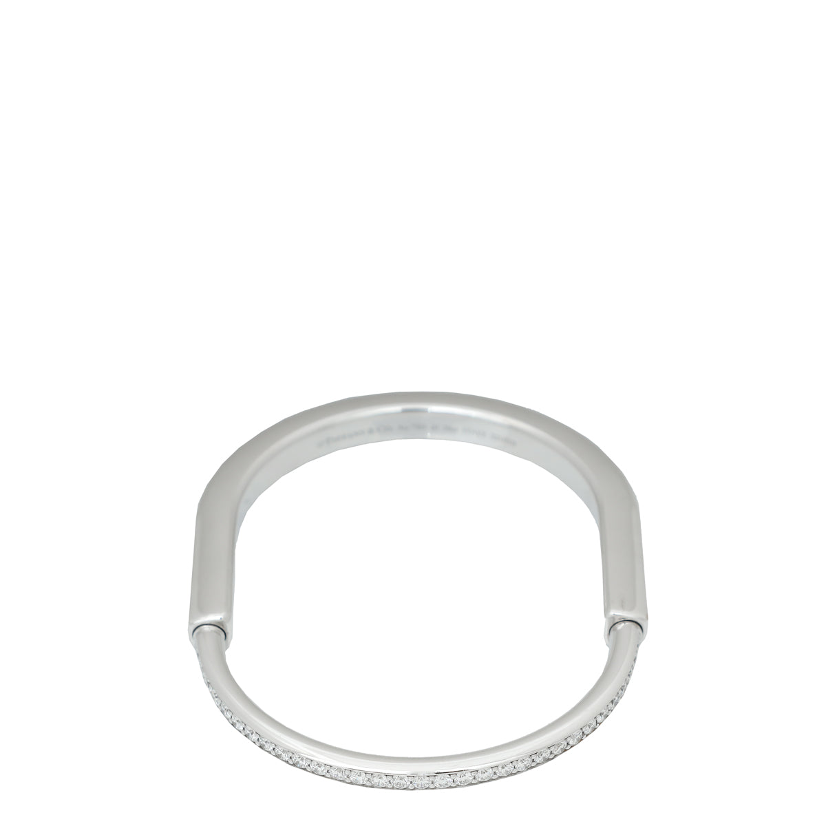 Tiffany & Co 18K White Gold Diamonds Lock Medium Bangle-Tiffany & Co-THE CLOSET