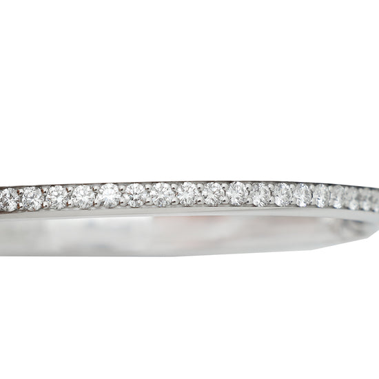 Tiffany & Co 18K White Gold Diamonds Lock  Medium Bangle