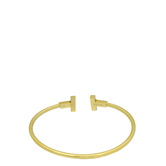 Tiffany & Co 18K Yellow Gold T Narrow Wire Small Bracelet